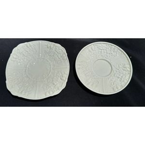 2 Stunning Belleek Pottery (Ireland) Mask Plates Brown Mark 2 Sizes Nice!